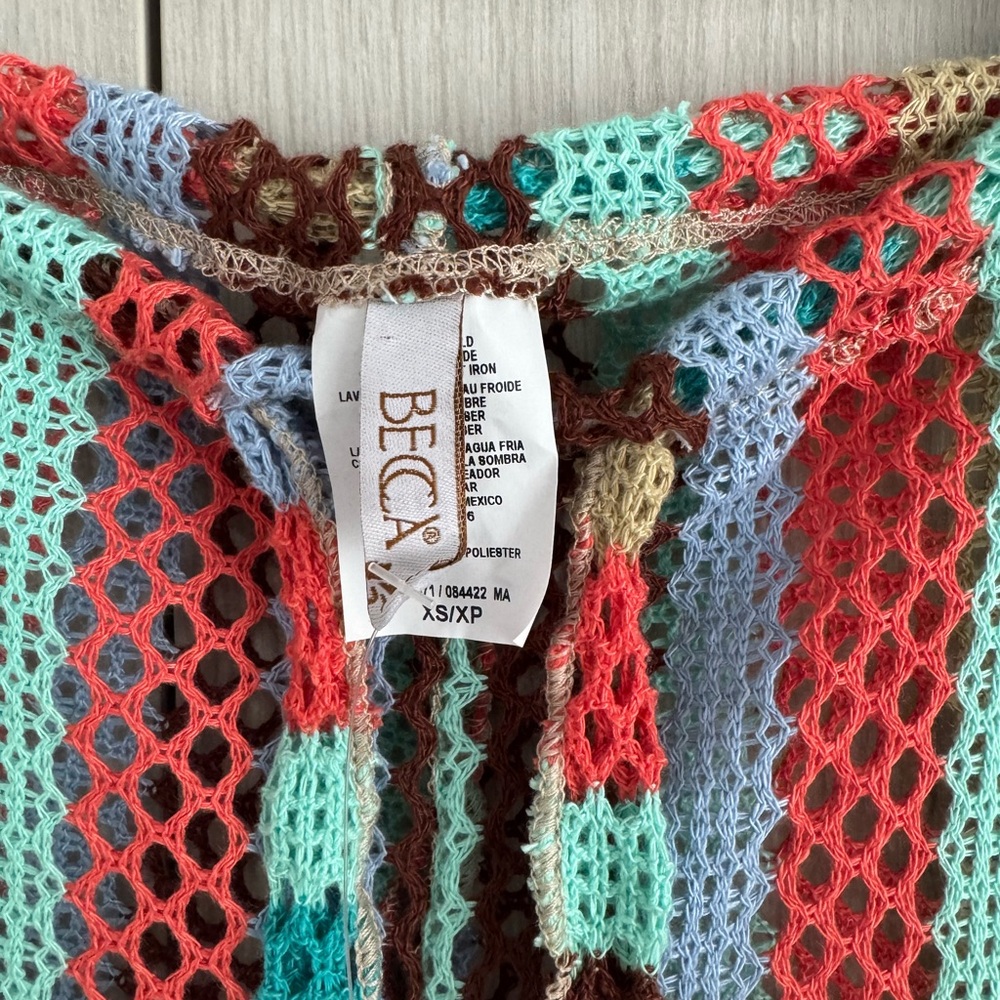 BECCA Crochet Cover-Up pants in Coral, Mint, Light Blue, Brown Sz XS NWT - Picture 4 of 6